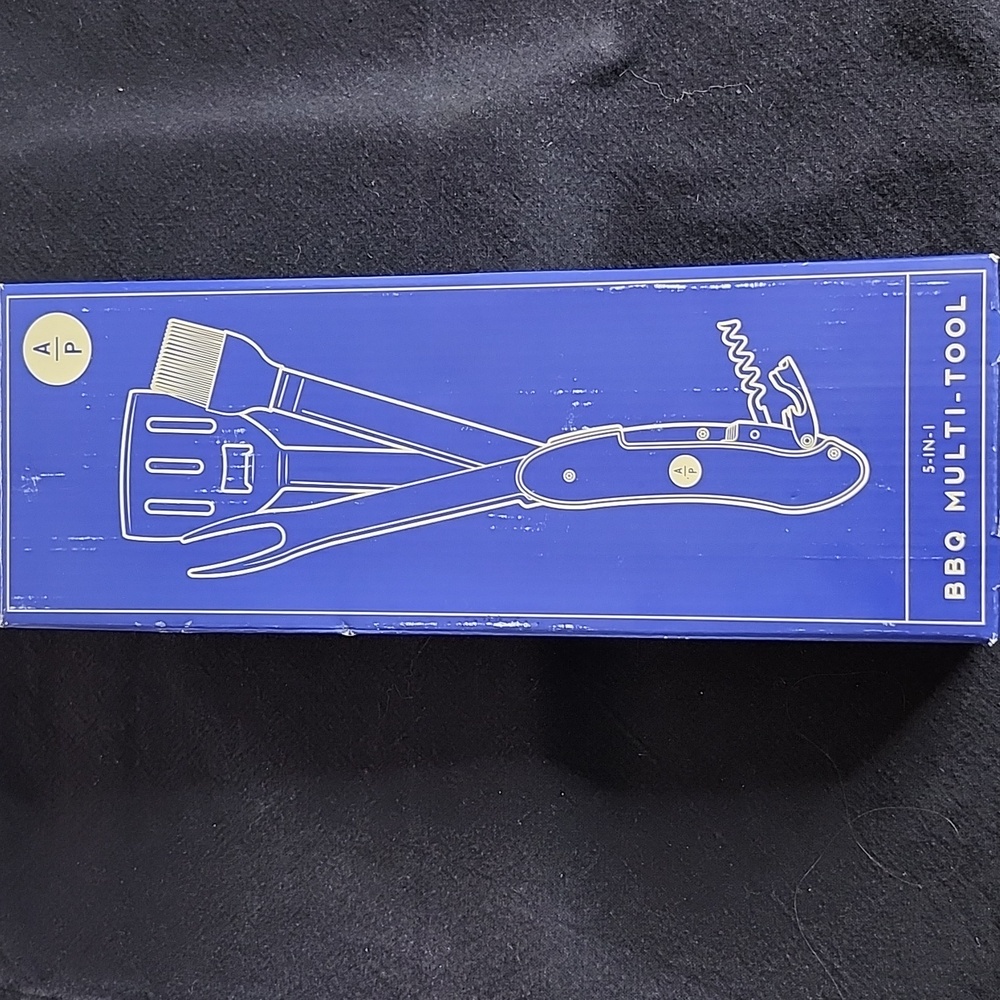 NEW 5-in-1 BBQ Multi-Tool Stainless Steel Spatula, Fork, Brush, & Corkscrew Set